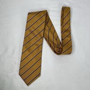 Andrew's Ties Collection 100% Silk Mustard Gold color, stripped, classic, preppy